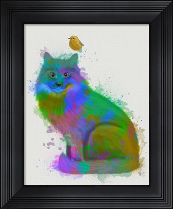 Framed Cat Rainbow Splash 12 Print