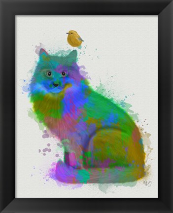 Framed Cat Rainbow Splash 12 Print