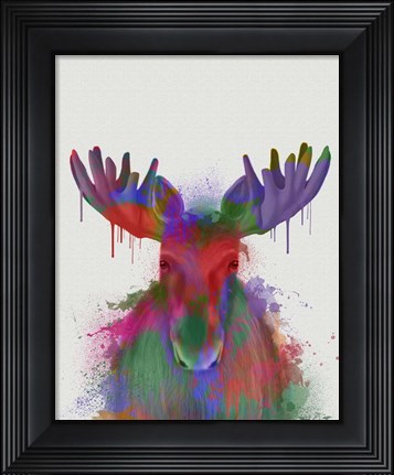 Framed Moose Rainbow Splash Print