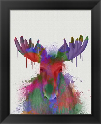 Framed Moose Rainbow Splash Print