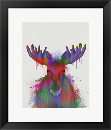 Framed Moose Rainbow Splash Print