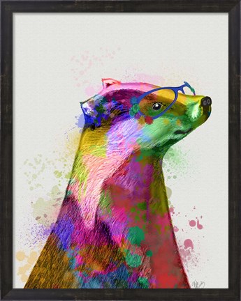 Framed Badger Rainbow Splash 2 Print