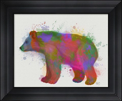 Framed Bear Rainbow Splash 2 Print