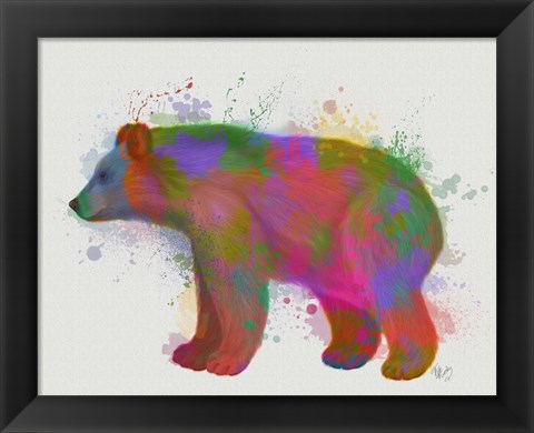 Framed Bear Rainbow Splash 2 Print