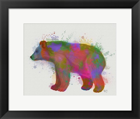 Framed Bear Rainbow Splash 2 Print