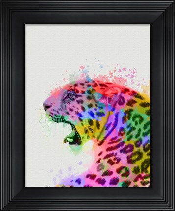 Framed Leopard Rainbow Splash 2 Print