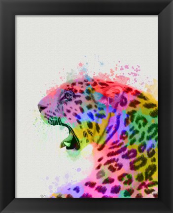 Framed Leopard Rainbow Splash 2 Print