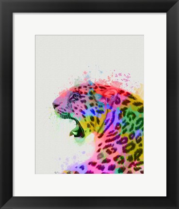 Framed Leopard Rainbow Splash 2 Print