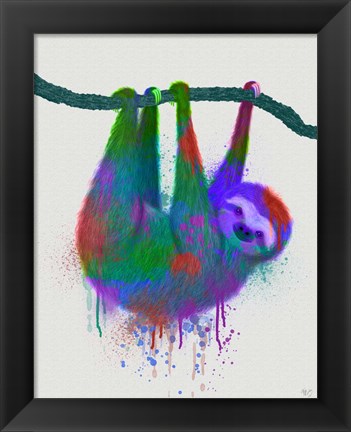 Framed Sloth Rainbow Splash Print