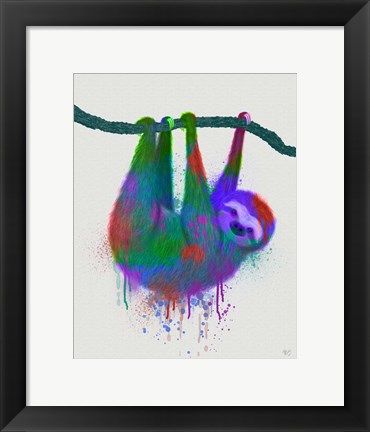 Framed Sloth Rainbow Splash Print