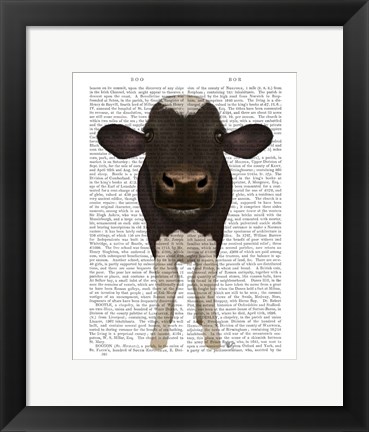 Framed Nosey Cow 2 Book Print Print