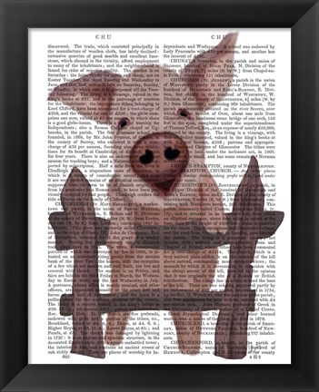 Framed Pig On Fence Book Print Print