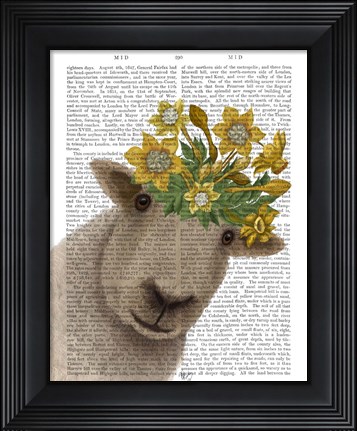 Framed Sheep with Daffodil Crown Book Print Print