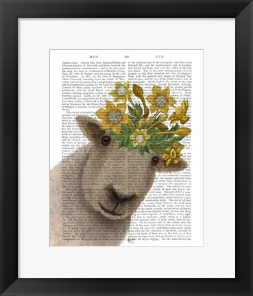 Framed Sheep with Daffodil Crown Book Print Print