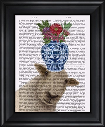Framed Sheep with Vase of Flowers Book Print Print