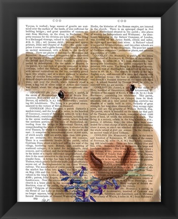 Framed Cow Cream, Bluebells Book Print Print