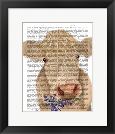 Framed Cow Cream, Bluebells Book Print Print