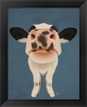 Framed Nosey Cow 1 Print
