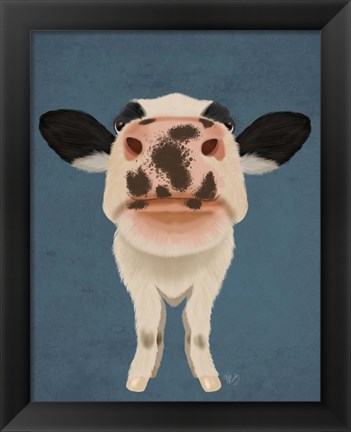 Framed Nosey Cow 1 Print