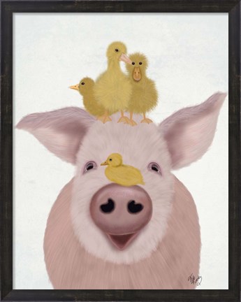 Framed Pig and Ducklings Print