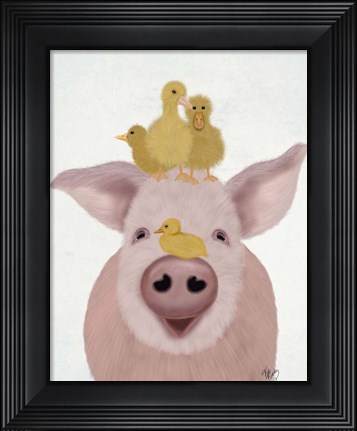 Framed Pig and Ducklings Print