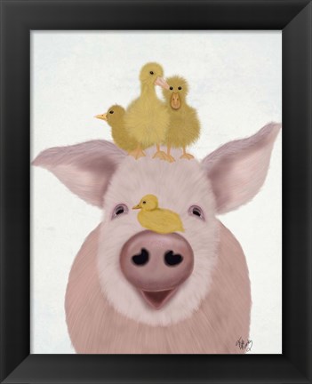 Framed Pig and Ducklings Print