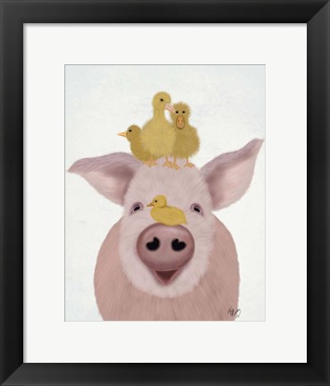 Framed Pig and Ducklings Print