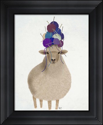 Framed Sheep with Wool Hat, Full Print