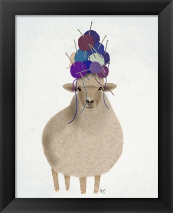 Framed Sheep with Wool Hat, Full Print