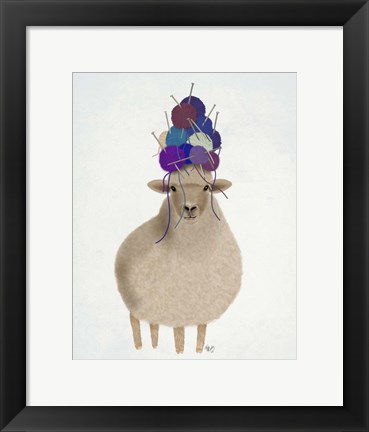 Framed Sheep with Wool Hat, Full Print