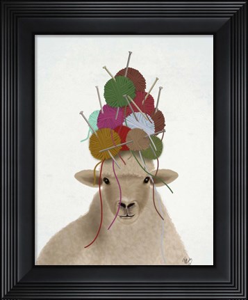 Framed Sheep with Wool Hat, Portrait Print