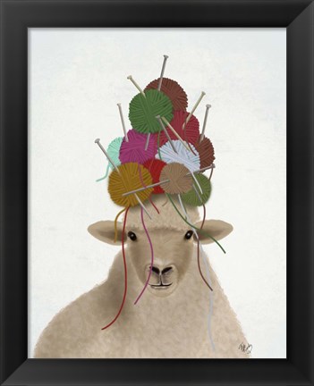 Framed Sheep with Wool Hat, Portrait Print