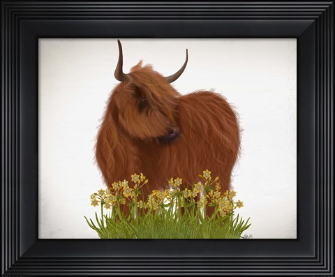 Framed Highland Cow, Daffodil Print