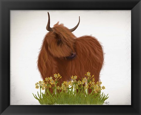 Framed Highland Cow, Daffodil Print