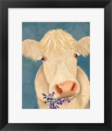 Framed Cow Cream, Bluebells Print