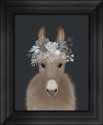 Framed Donkey White Flowers Print