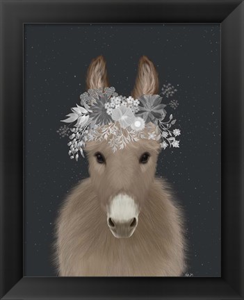 Framed Donkey White Flowers Print