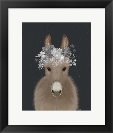 Framed Donkey White Flowers Print