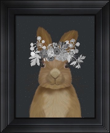 Framed Rabbit, White Flowers Print