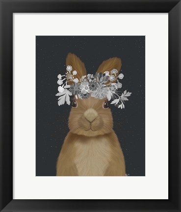 Framed Rabbit, White Flowers Print