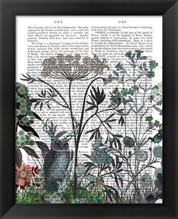 Framed Wildflower Bloom, Owl Book Print Print