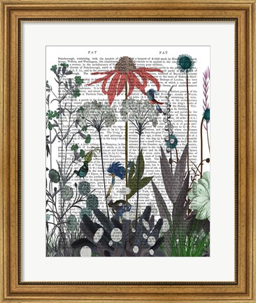 Framed Wildflower Bloom, Ostrich Book Print Print