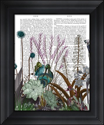 Framed Wildflower Bloom, Snail Bird Book Print Print