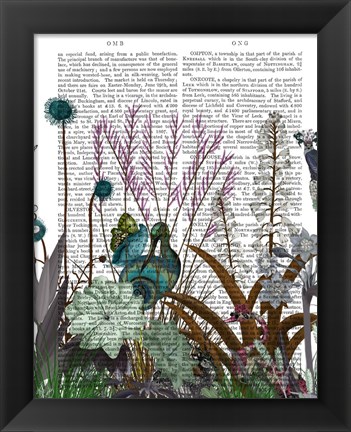 Framed Wildflower Bloom, Snail Bird Book Print Print