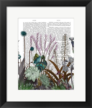 Framed Wildflower Bloom, Snail Bird Book Print Print