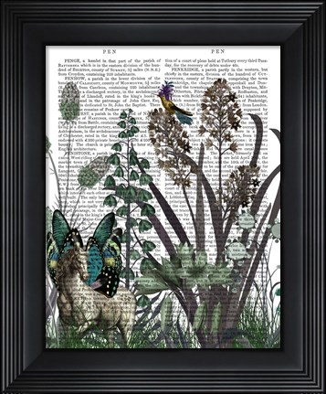 Framed Wildflower Bloom, Horse Book Print Print