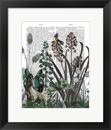 Framed Wildflower Bloom, Horse Book Print Print