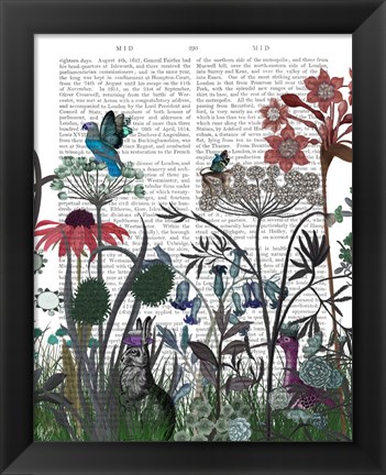 Framed Wildflower Bloom, Rabbit Book Print Print