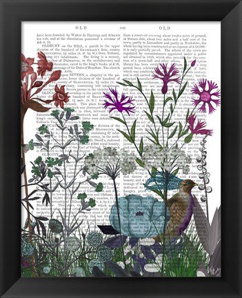 Framed Wildflower Bloom, Partridge Book Print Print