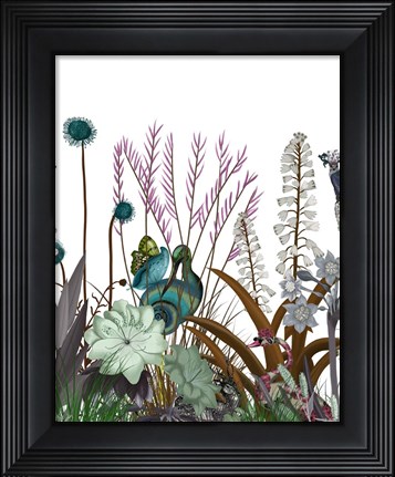 Framed Wildflower Bloom, Snail Bird Print